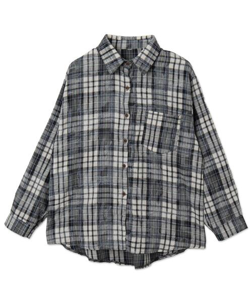 WEGO（ウィゴー）の「WEGO/オーバーサイズチェックネルシャツ（シャツ/ブラウス・レディース・ネイビー/グリーン・FREE）」の16枚目の写真