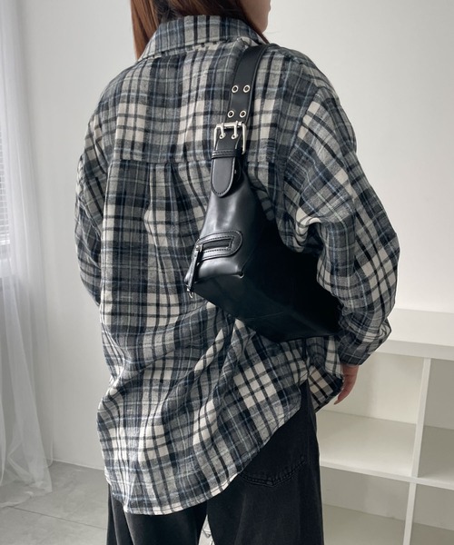 WEGO（ウィゴー）の「WEGO/オーバーサイズチェックネルシャツ（シャツ/ブラウス・レディース・ネイビー/グリーン・FREE）」の14枚目の写真