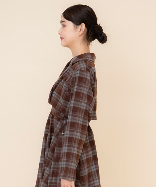 REDYAZEL（レディアゼル）の「【セットアップ可能】チェックショートジャケット（テーラードジャケット・レディース・グレー/グリーン/ブラウン・SMALL/MEDIUM）」の16枚目の写真