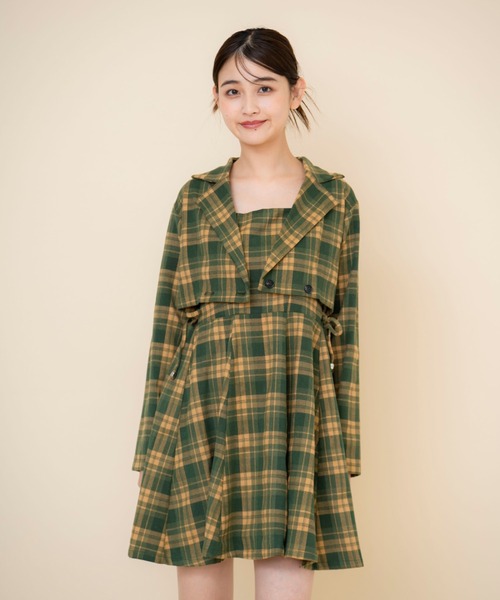 REDYAZEL（レディアゼル）の「【セットアップ可能】チェックショートジャケット（テーラードジャケット・レディース・グレー/グリーン/ブラウン・SMALL/MEDIUM）」の21枚目の写真