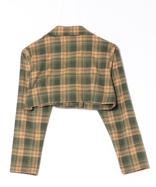 REDYAZEL（レディアゼル）の「【セットアップ可能】チェックショートジャケット（テーラードジャケット・レディース・グレー/グリーン/ブラウン・SMALL/MEDIUM）」の5枚目の写真