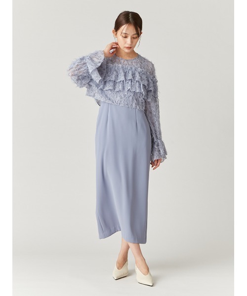 FRAY I.D(フレイアイディー)の「フェザーレースブラウスセットドレス(ドレス・レディース・アイボリー/ブラック/ブルー・0/1)」の21枚目の写真