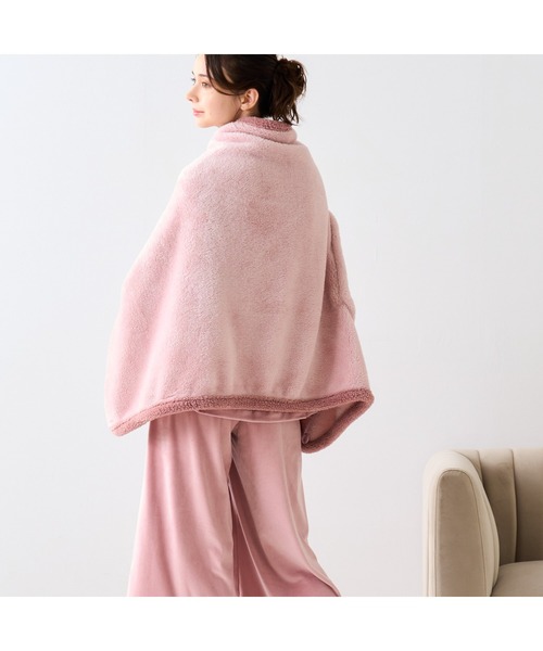 セール】ウォームフリース 4WAY ポンチョ ピンク（ルームウェア