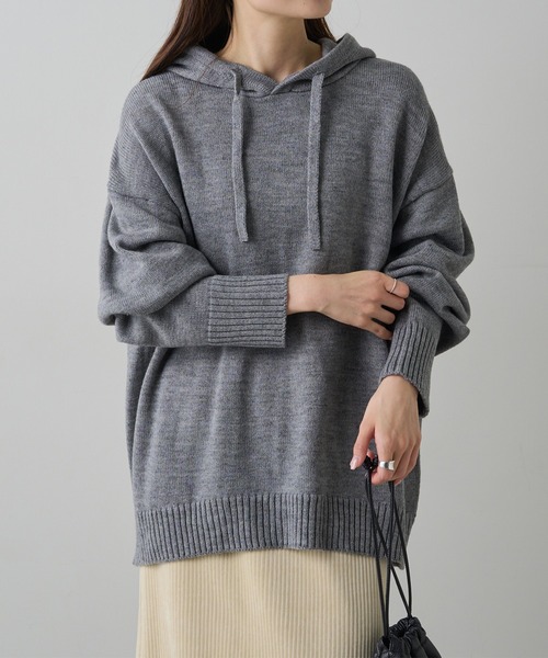 PUAL CE CIN（ピュアルセシン）の「ハンドウォッシャブルニットパーカー（ニット/セーター・レディース・ベージュ/ブラック/オフホワイト/グレー・FREE）」の10枚目の写真