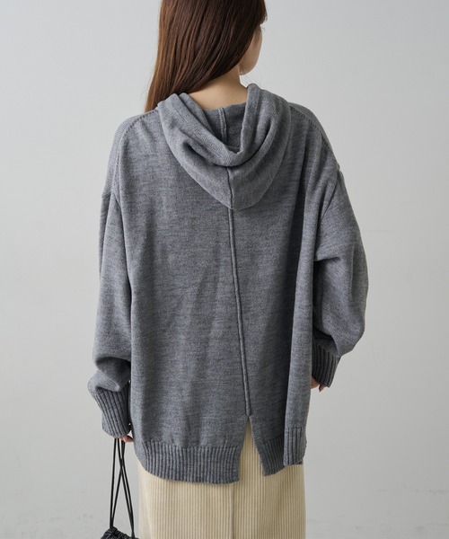 PUAL CE CIN（ピュアルセシン）の「ハンドウォッシャブルニットパーカー（ニット/セーター・レディース・ベージュ/ブラック/オフホワイト/グレー・FREE）」の12枚目の写真