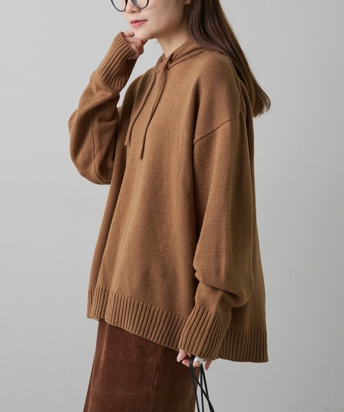 PUAL CE CIN（ピュアルセシン）の「ハンドウォッシャブルニットパーカー（ニット/セーター・レディース・ベージュ/ブラック/オフホワイト/グレー・FREE）」の15枚目の写真