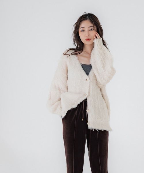 モヘヤ風ニットカーディガン（カーディガン/ボレロ）｜coca（coca