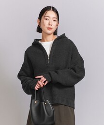 ウール ハーフジップ フーディ