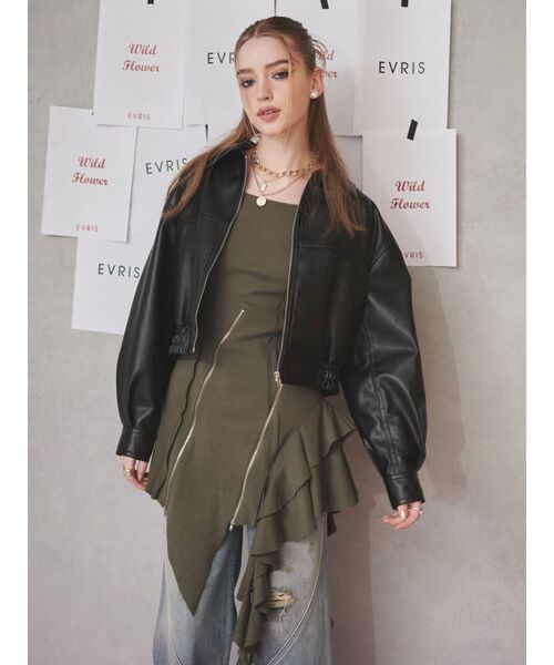 EVRIS(エヴリス)の「アシンメトリージップワンピース(ワンピース・レディース・グレー/カーキ・FREE)」の20枚目の写真
