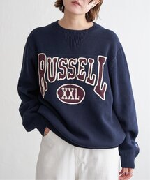 RUSSELL ATHLETIC◆ニット・セーター(厚手)/XL/アクリル/RBL24F1006/BRW/ブラウン/ラッセルアスレティック ラッセル（RUSSELL）（レディース）カレッジ ロゴ ニット