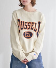 RUSSELL ATHLETIC◆ニット・セーター(厚手)/XL/アクリル/RBL24F1006/BRW/ブラウン/ラッセルアスレティック ラッセル（RUSSELL）（レディース）カレッジ ロゴ ニット