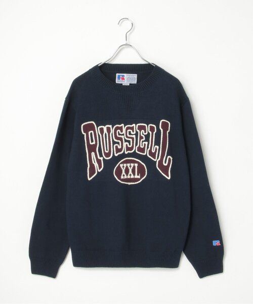 Russell Athletic(ラッセルアスレティック)の「RUSSELL ATHLETIC ラッセルアスレチック ロゴニットセーター(ニット/セーター・レディース・クリーム/ネイビー・M)」の2枚目の写真