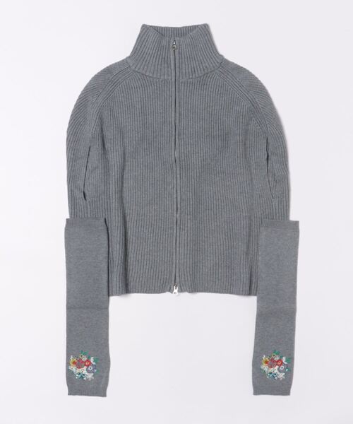 ScoLar（スカラー）の「143687：ネコ花刺繍アームカバー付 ニットポンチョ（ニット/セーター・レディース・アイボリー/ブラック/杢グレー・M）」の9枚目の写真
