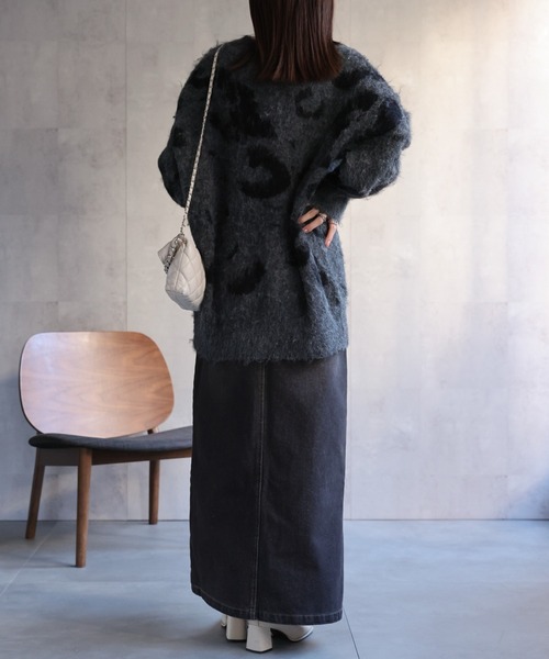 CREARE -LINO-(クレアーレリノ)の「<ユニセックス商品>レオパード柄シャギーニット(ニット/セーター・レディース・チャコール/ブラウン/ネイビー・FREE)」の15枚目の写真