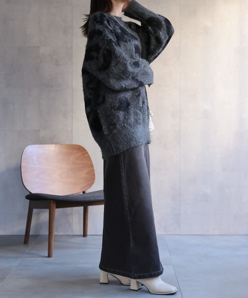 CREARE -LINO-(クレアーレリノ)の「<ユニセックス商品>レオパード柄シャギーニット(ニット/セーター・レディース・チャコール/ブラウン/ネイビー・FREE)」の14枚目の写真