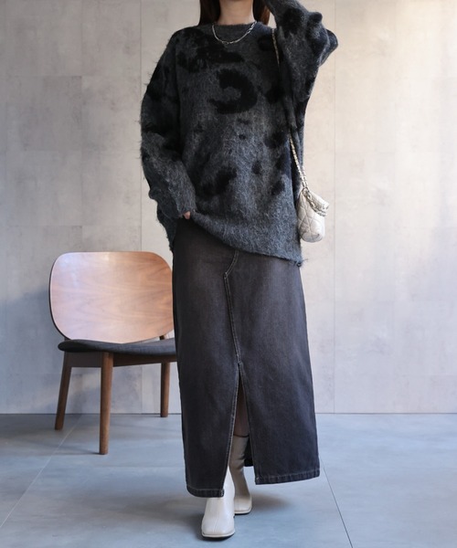 CREARE -LINO-(クレアーレリノ)の「<ユニセックス商品>レオパード柄シャギーニット(ニット/セーター・レディース・チャコール/ブラウン/ネイビー・FREE)」の13枚目の写真