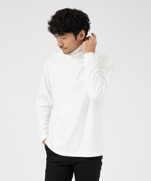 ABAHOUSE GRAY（アバハウスグレイ）の「【起毛スムース】パウダーストレッチ タートルネック カットソー（Tシャツ/カットソー・メンズ・ホワイト/チャコールグレー/ブラック/グレイッシュベージュ/モカ・48/46）」の2枚目の写真