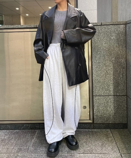 AIC.（エーアイシー）の「ドローコードパイピング裏毛ジョガーパンツ（スウェットパンツ・レディース・ライトグレー/チャコールグレー・FREE）」の19枚目の写真