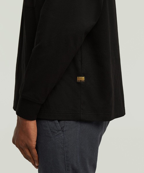 G-STAR（ジースター）の「OUTDOOR WOVEN POCKET LOOSE T-SHIRT/異素材ミックスオーバーサイズロングスリーブTシャツ（Tシャツ/カットソー・メンズ・ホワイト/ダークブラック・SMALL/MEDIUM/LARGE/X-LARGE/XX-LARGE/X-SMALL）」の8枚目の写真