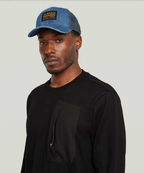 G-STAR（ジースター）の「OUTDOOR WOVEN POCKET LOOSE T-SHIRT/異素材ミックスオーバーサイズロングスリーブTシャツ（Tシャツ/カットソー・メンズ・ホワイト/ダークブラック・SMALL/MEDIUM/LARGE/X-LARGE/XX-LARGE/X-SMALL）」の7枚目の写真