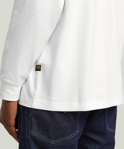 G-STAR（ジースター）の「OUTDOOR WOVEN POCKET LOOSE T-SHIRT/異素材ミックスオーバーサイズロングスリーブTシャツ（Tシャツ/カットソー・メンズ・ホワイト/ダークブラック・SMALL/MEDIUM/LARGE/X-LARGE/XX-LARGE/X-SMALL）」の3枚目の写真