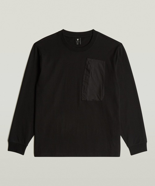 G-STAR(ジースター)の「OUTDOOR WOVEN POCKET LOOSE T-SHIRT/異素材ミックスオーバーサイズロングスリーブTシャツ(Tシャツ/カットソー・メンズ・ホワイト/ダークブラック・SMALL/MEDIUM/LARGE/X-LARGE/XX-LARGE/X-SMALL)」の12枚目の写真