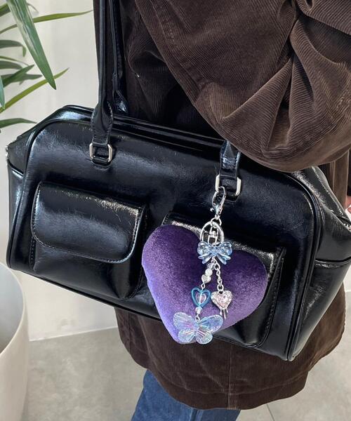 WEGO（ウィゴー）の「WEGO/ベロアハートキーホルダー（キーホルダー・レディース・ピンク/パープル/サックスブルー・FREE）」の2枚目の写真