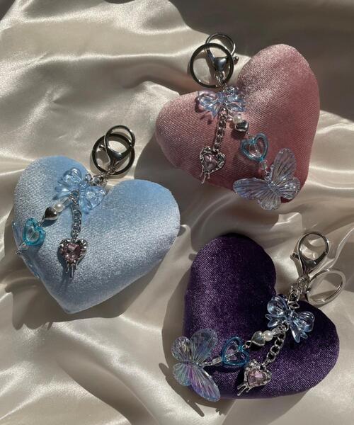 WEGO（ウィゴー）の「WEGO/ベロアハートキーホルダー（キーホルダー・レディース・ピンク/パープル/サックスブルー・FREE）」の4枚目の写真