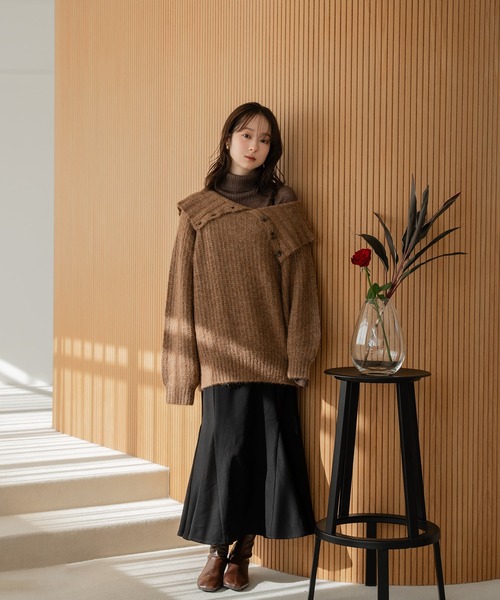 mideal（マイディール）の「one shoulder knit / ワンショルダーニット