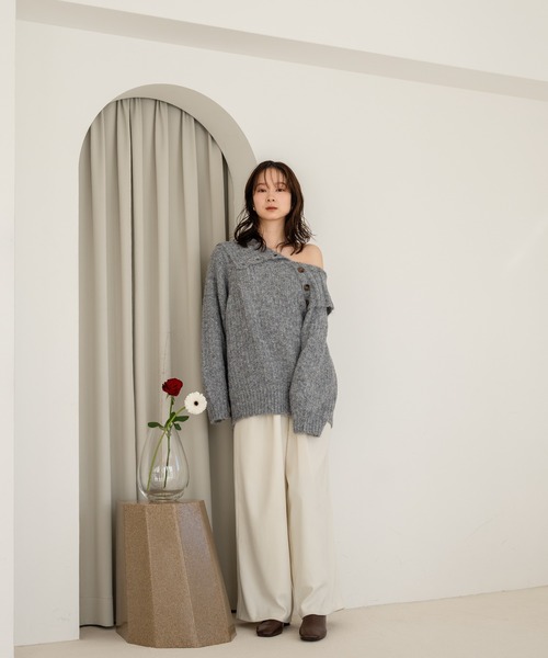 mideal（マイディール）の「one shoulder knit / ワンショルダーニット