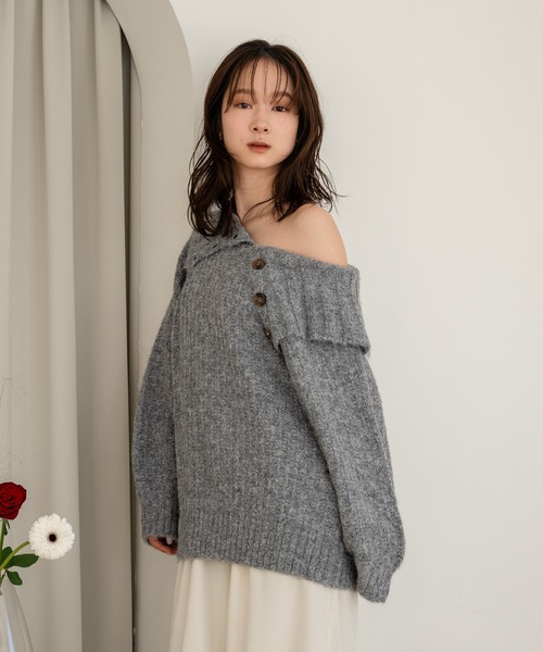 ニット セーター ONE SHOULDER セーター レディース ニット セーター ワンショルダーニット レディース : ZOZOTOWN