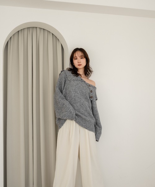mideal（マイディール）の「one shoulder knit / ワンショルダーニット