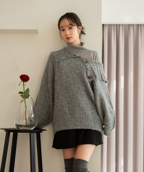 mideal（マイディール）の「one shoulder knit / ワンショルダーニット
