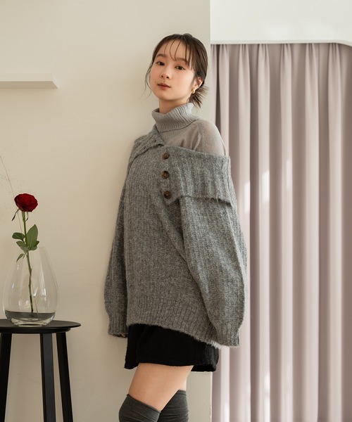 mideal（マイディール）の「one shoulder knit / ワンショルダーニット