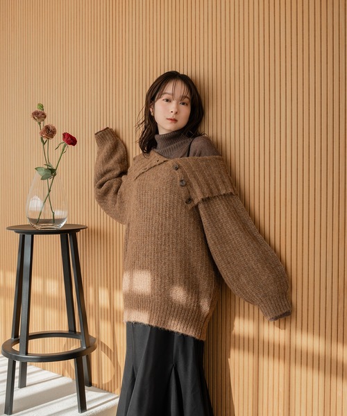 mideal（マイディール）の「one shoulder knit / ワンショルダーニット