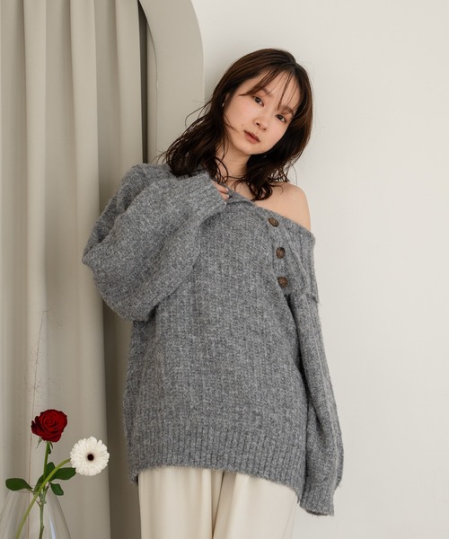 one shoulder knit / ワンショルダーニット（ニット/セーター