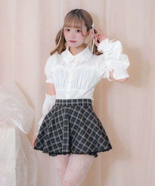 Honey Cinnamon(ハニーシナモン)の「アームカバー付きコルセット風ブラウス(シャツ/ブラウス・レディース・ホワイト/ピンク・FREE)」の12枚目の写真