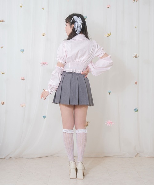 Honey Cinnamon(ハニーシナモン)の「アームカバー付きコルセット風ブラウス(シャツ/ブラウス・レディース・ホワイト/ピンク・FREE)」の7枚目の写真