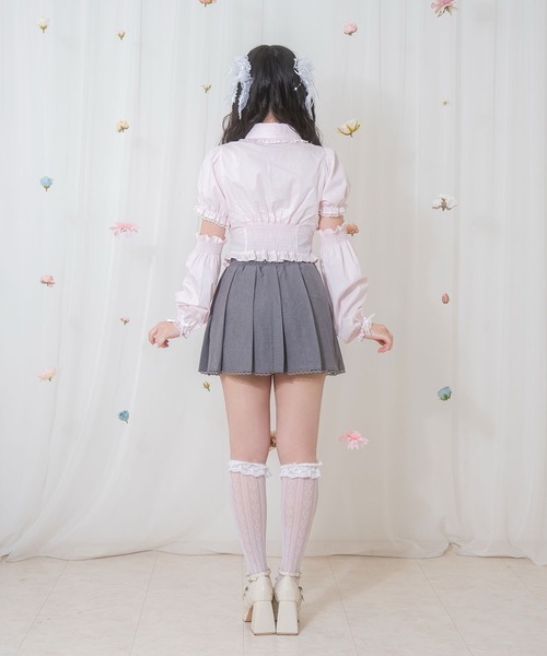 Honey Cinnamon(ハニーシナモン)の「アームカバー付きコルセット風ブラウス(シャツ/ブラウス・レディース・ホワイト/ピンク・FREE)」の8枚目の写真
