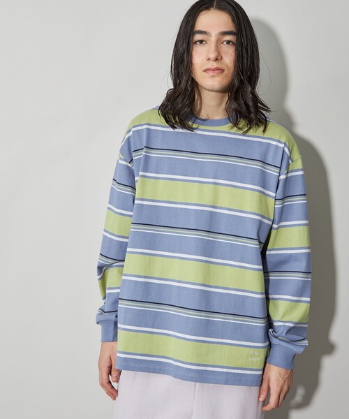 CITEN(シテン)の「<CITEN>ヘビーウエイトランダムボーダーT(Tシャツ/カットソー・メンズ・ライトブルー/ネイビー/ブラック・L/M)」の1枚目の写真