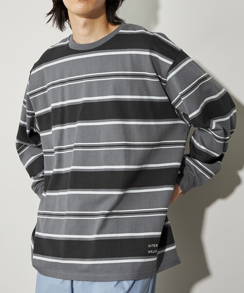 CITEN(シテン)の「<CITEN>ヘビーウエイトランダムボーダーT(Tシャツ/カットソー・メンズ・ライトブルー/ネイビー/ブラック・L/M)」の2枚目の写真