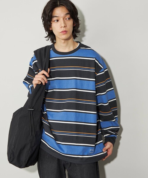 CITEN(シテン)の「<CITEN>ヘビーウエイトランダムボーダーT(Tシャツ/カットソー・メンズ・ライトブルー/ネイビー/ブラック・L/M)」の5枚目の写真