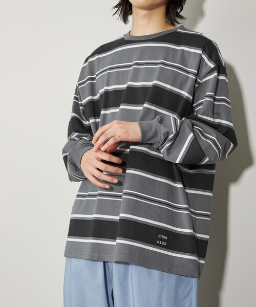 CITEN(シテン)の「<CITEN>ヘビーウエイトランダムボーダーT(Tシャツ/カットソー・メンズ・ライトブルー/ネイビー/ブラック・L/M)」の7枚目の写真