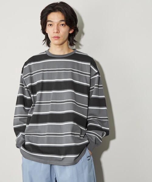 CITEN(シテン)の「<CITEN>ヘビーウエイトランダムボーダーT(Tシャツ/カットソー・メンズ・ライトブルー/ネイビー/ブラック・L/M)」の8枚目の写真