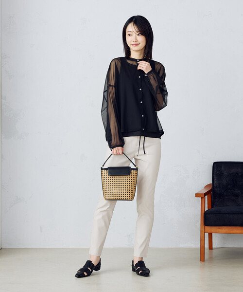 MONO　COMME CA（モノコムサ）の「2way ワンハンドル 雑材バッグ（ハンドバッグ・レディース・ブラック/ホワイト・FREE）」の15枚目の写真