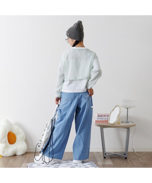 algy（アルジー）の「タックボリュームワイドデニムパンツ（デニムパンツ・キッズ・サックスブルー/グレー・XX-SMALL/X-SMALL/SMALL/MEDIUM）」の9枚目の写真