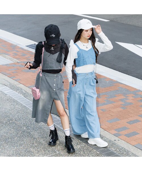 algy（アルジー）の「タックボリュームワイドデニムパンツ（デニムパンツ・キッズ・サックスブルー/グレー・XX-SMALL/X-SMALL/SMALL/MEDIUM）」の10枚目の写真