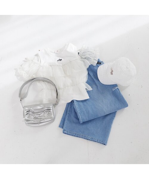 algy（アルジー）の「タックボリュームワイドデニムパンツ（デニムパンツ・キッズ・サックスブルー/グレー・XX-SMALL/X-SMALL/SMALL/MEDIUM）」の13枚目の写真