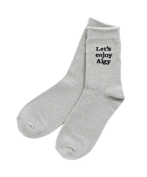 algy（アルジー）の「レタリングラメクルーソックス（ソックス/靴下・キッズ・オフホワイト/グレー/ブラック・21/24）」の3枚目の写真