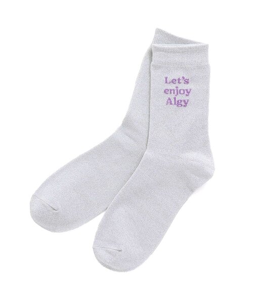 algy（アルジー）の「レタリングラメクルーソックス（ソックス/靴下・キッズ・オフホワイト/グレー/ブラック・21/24）」の2枚目の写真